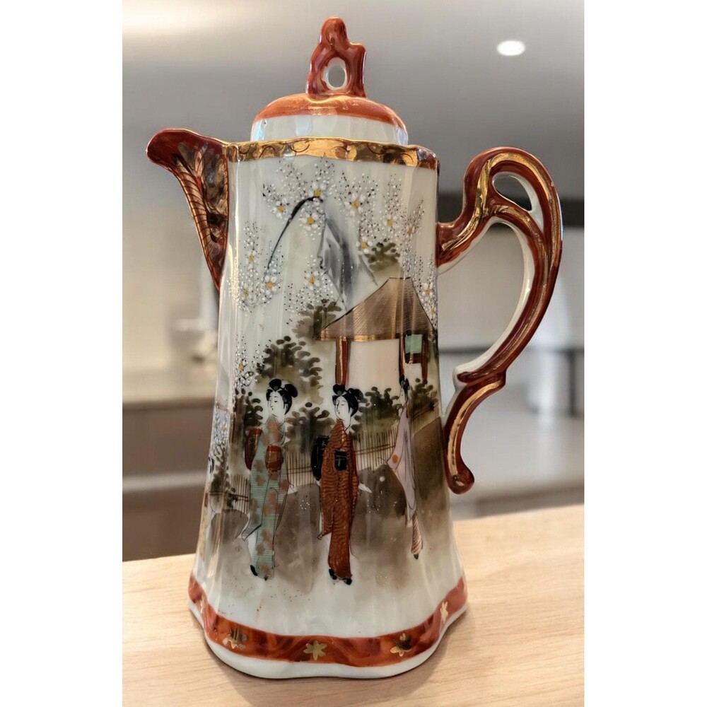 Porcelain Satsuma Japanese Chocolate Pot or Teapot